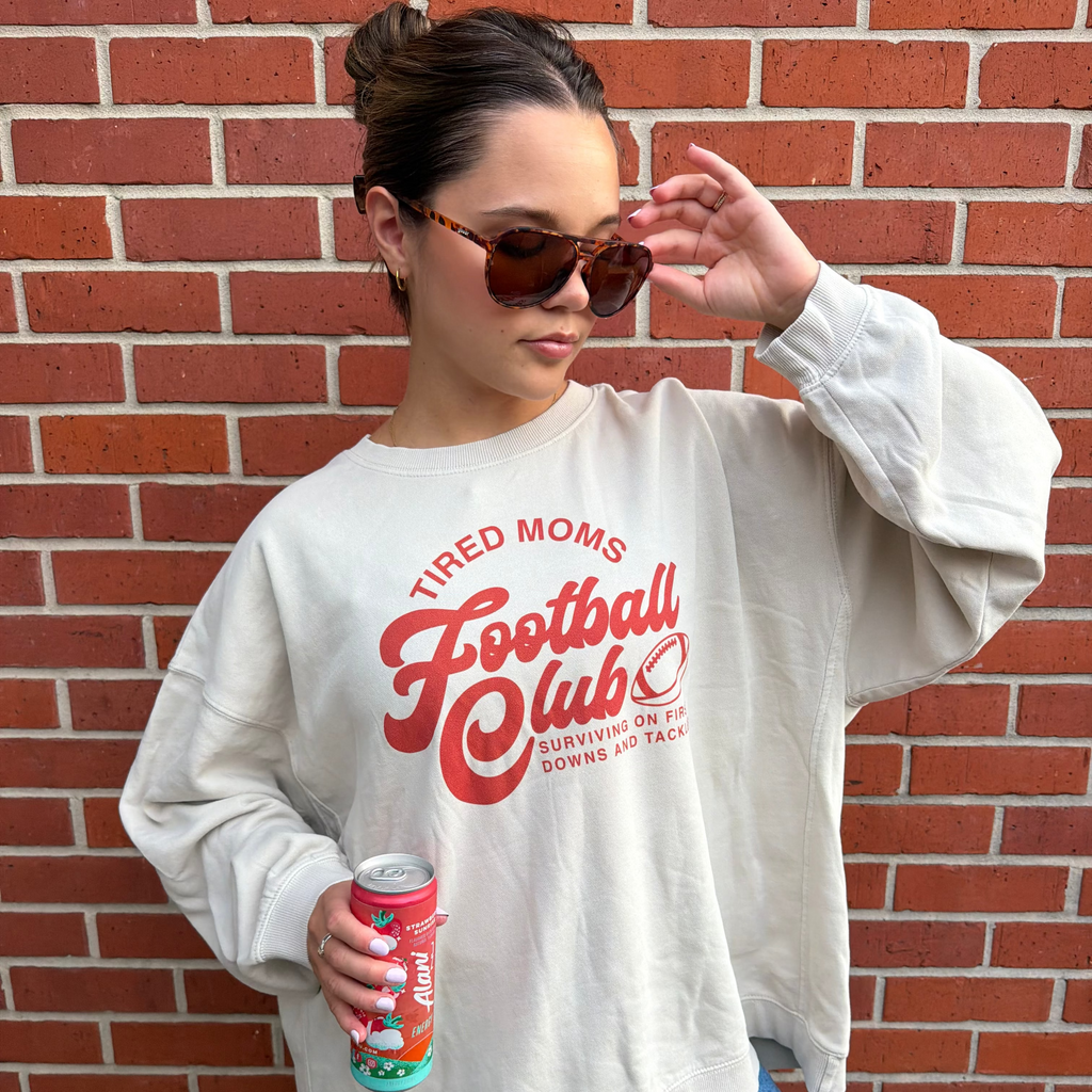 Tired Moms Football Club graphic sweatshirt