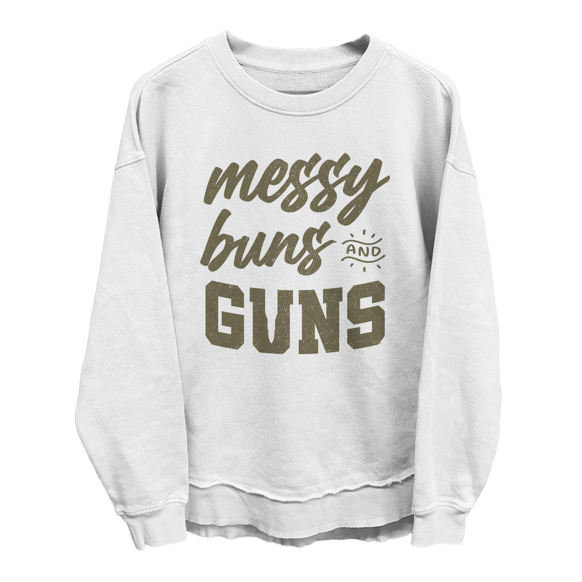 Messy Buns and Guns T-Shirt | Funny Women's Graphic Tee