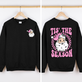 Tis the Season retro Santa checkered sweatshirt in Black
