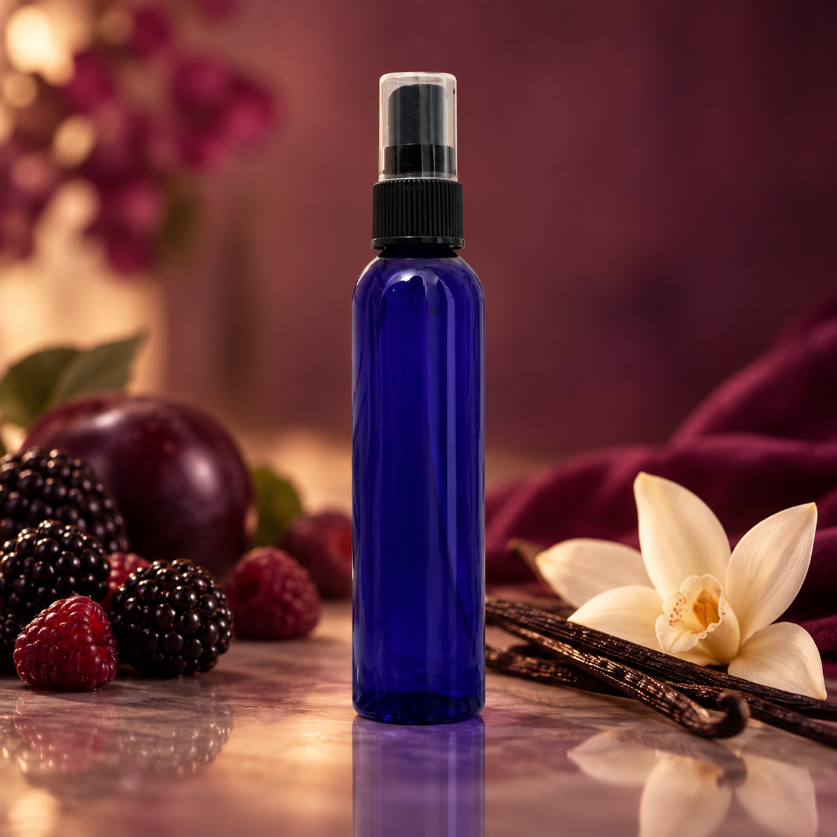 Black Raspberry Vanilla room and linen spray fragrance scene