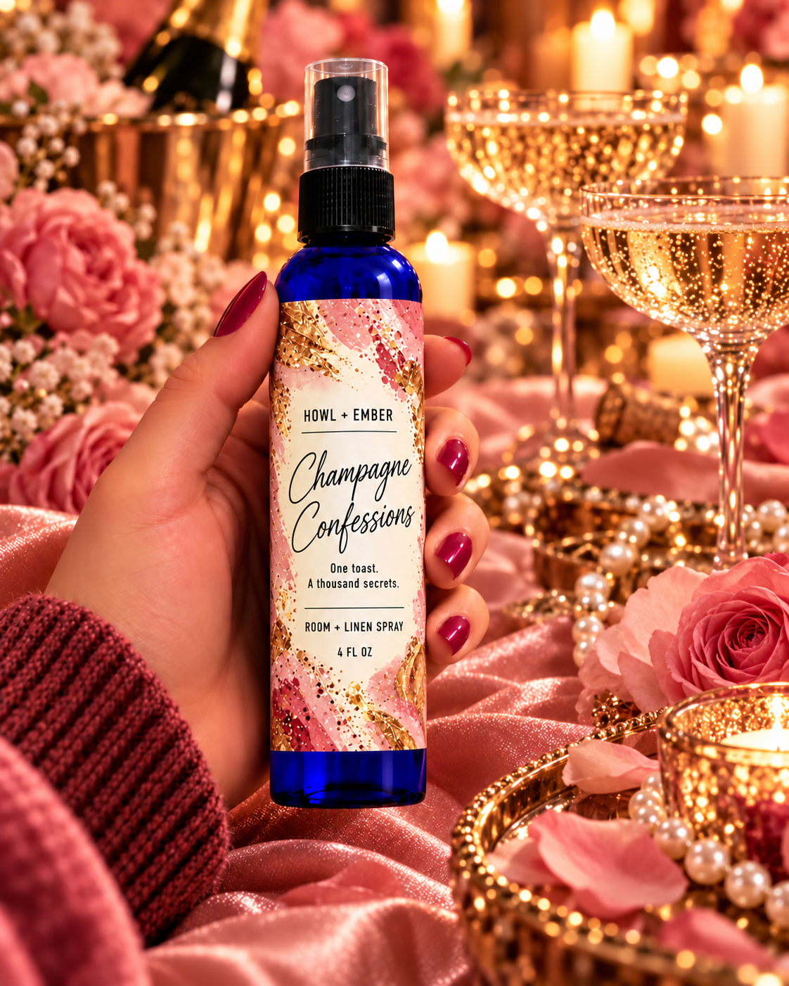 Champagne Confessions Howl + Ember 4 oz room and linen spray