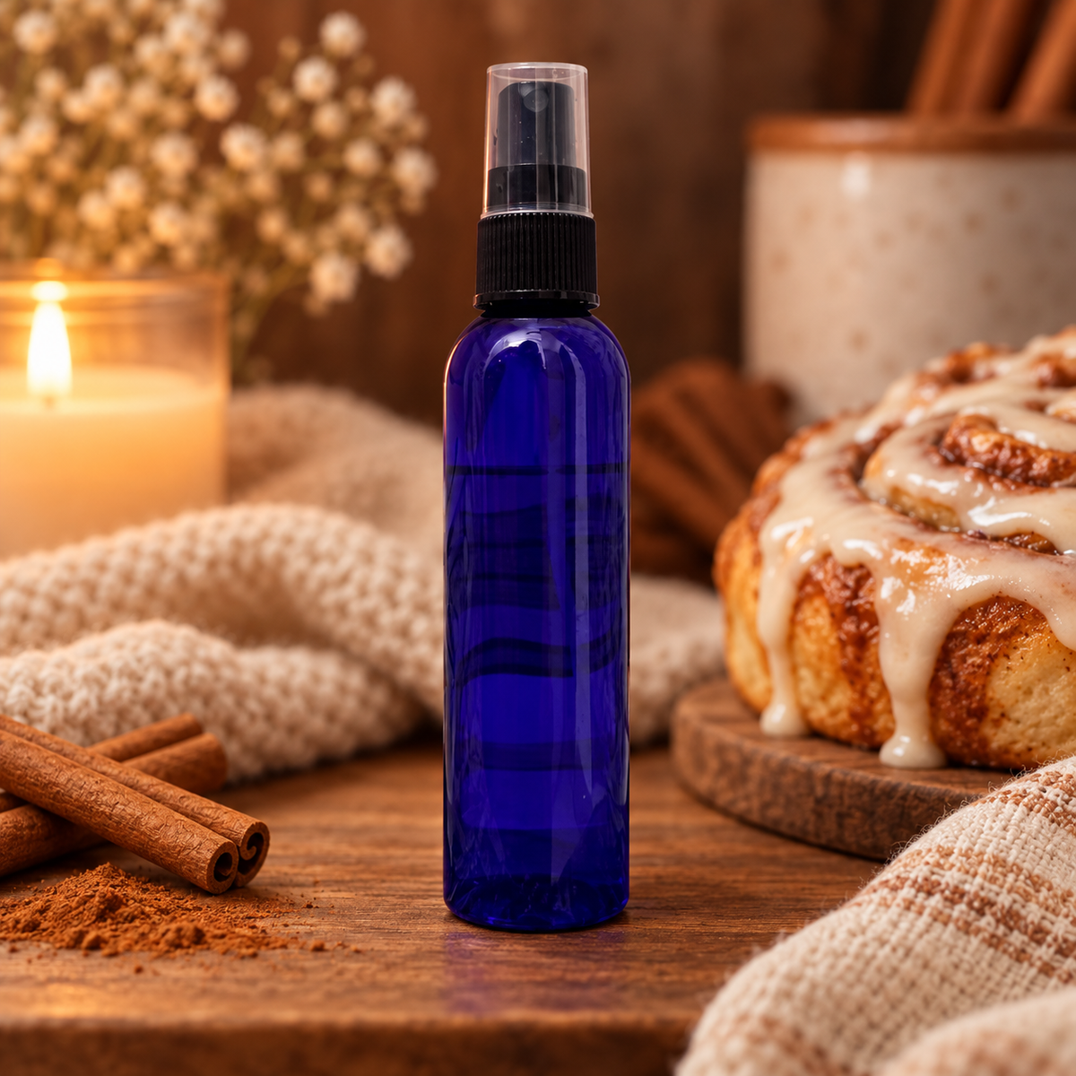 Cinnamon Bun Room + Linen Spray styled product photo