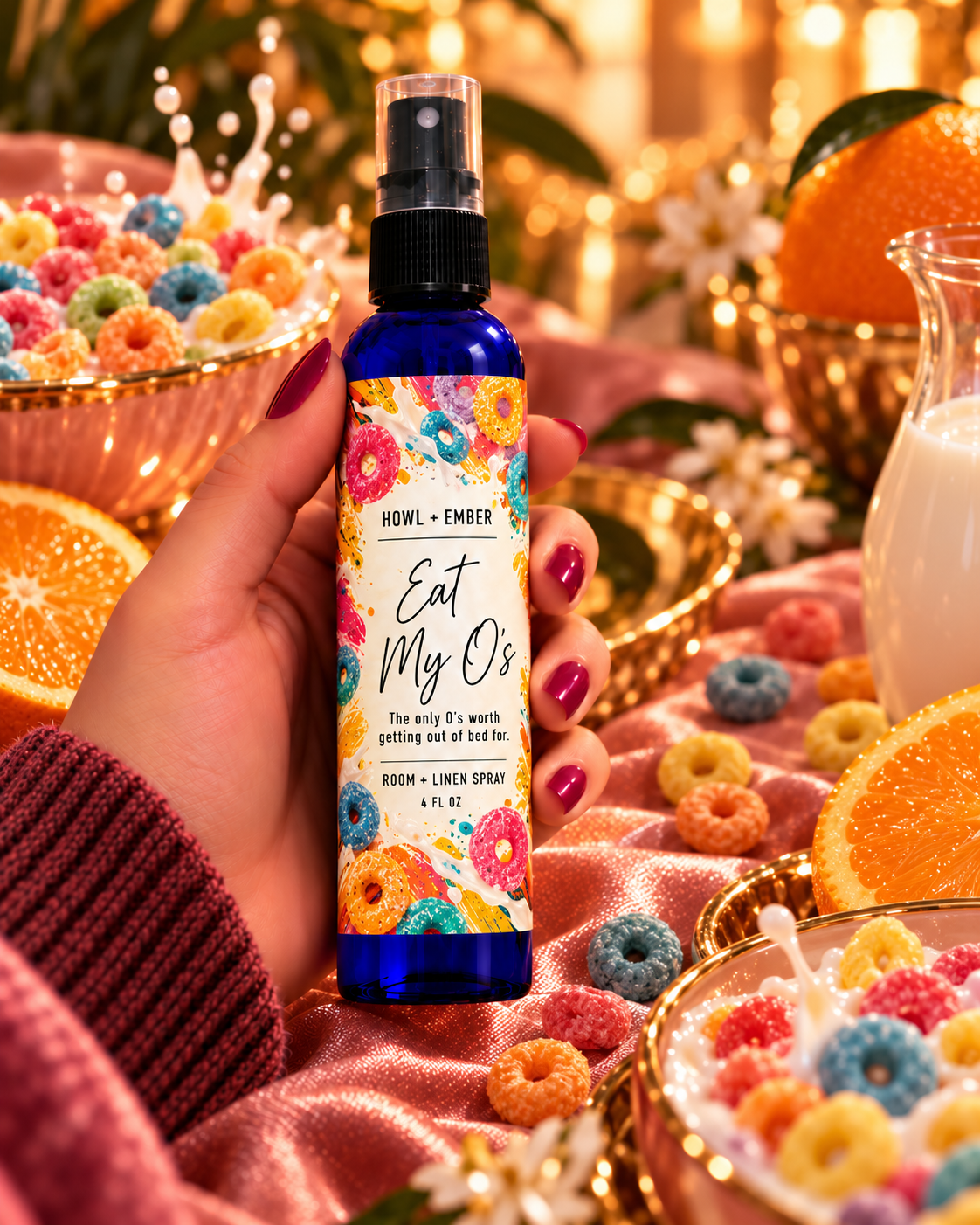 Howl + Ember Eat My O's approved corrected 4 FL OZ room and linen spray photograph