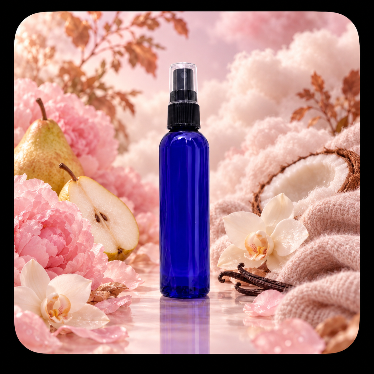 Howl + Ember Haunted Halo Room + Linen Spray 4 oz — pink peony, iced pear, cotton cloud, vanilla orchid, coconut milk, lavender meringue, pale musk, blonde woods and white amber