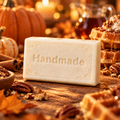 Pumpkin Pecan Waffles 4 oz handmade shea butter soap with scent-inspired background