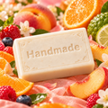 Spellbound handmade 4 oz shea butter soap bar in fragrance-inspired setting