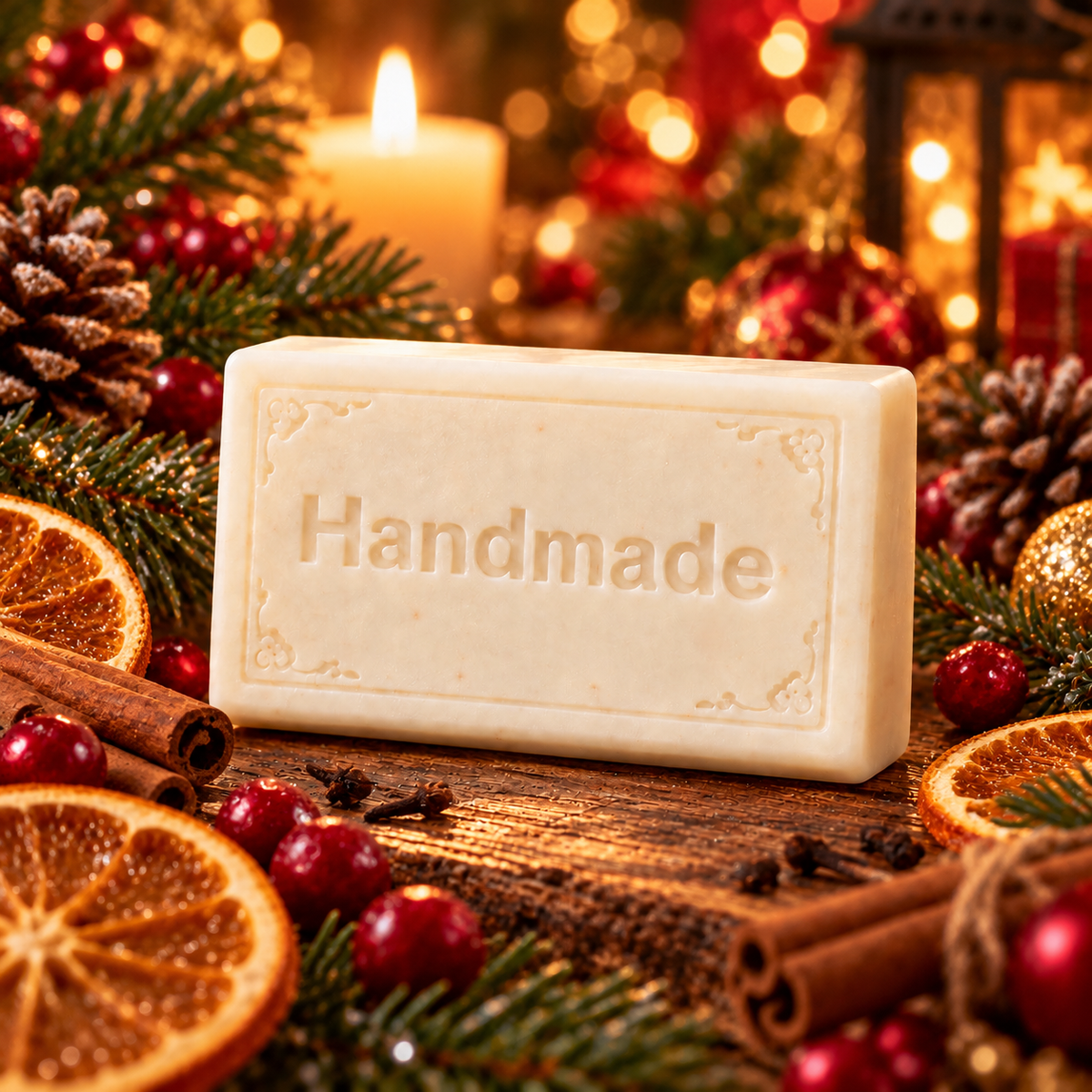 Howl + Ember The Perfect Autumn 4 oz shea butter soap bar embossed Handmade, styled with a fragrance-inspired backdrop