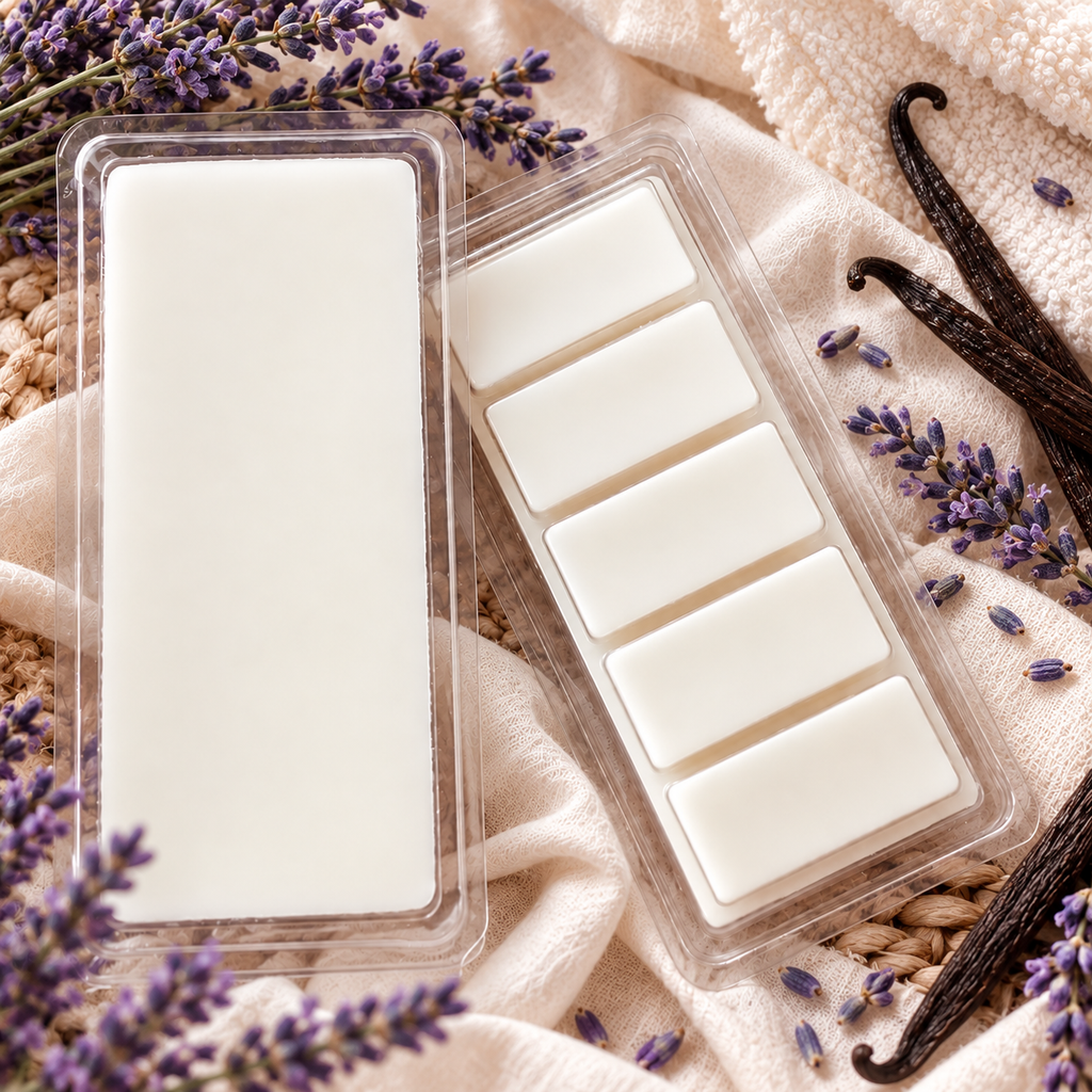 Howl + Ember Lavender Vanilla wax melts styled product photo