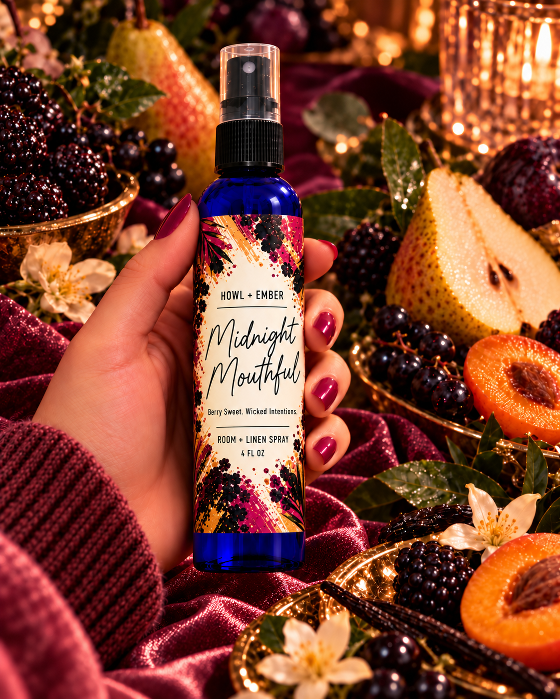 Midnight Mouthful corrected 4 oz cobalt blue room and linen spray featured photograph
