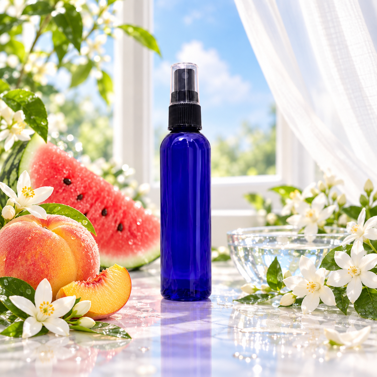 Howl + Ember Open Windows Room + Linen Spray 4 oz — peach, watermelon, neroli, jasmine, aquatic accord and musk