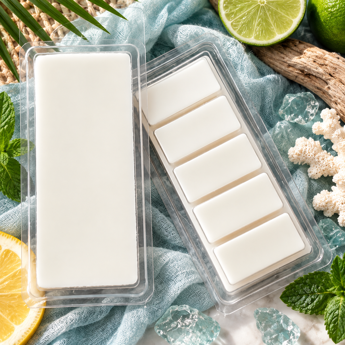 Howl + Ember Pacific Chill Wax Melt styled product photo