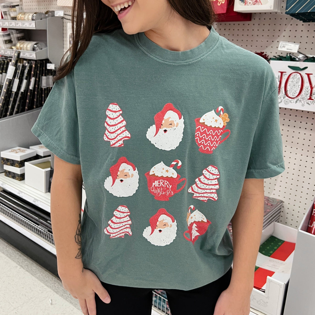 Christmas Tree Cake Santa graphic shirt
