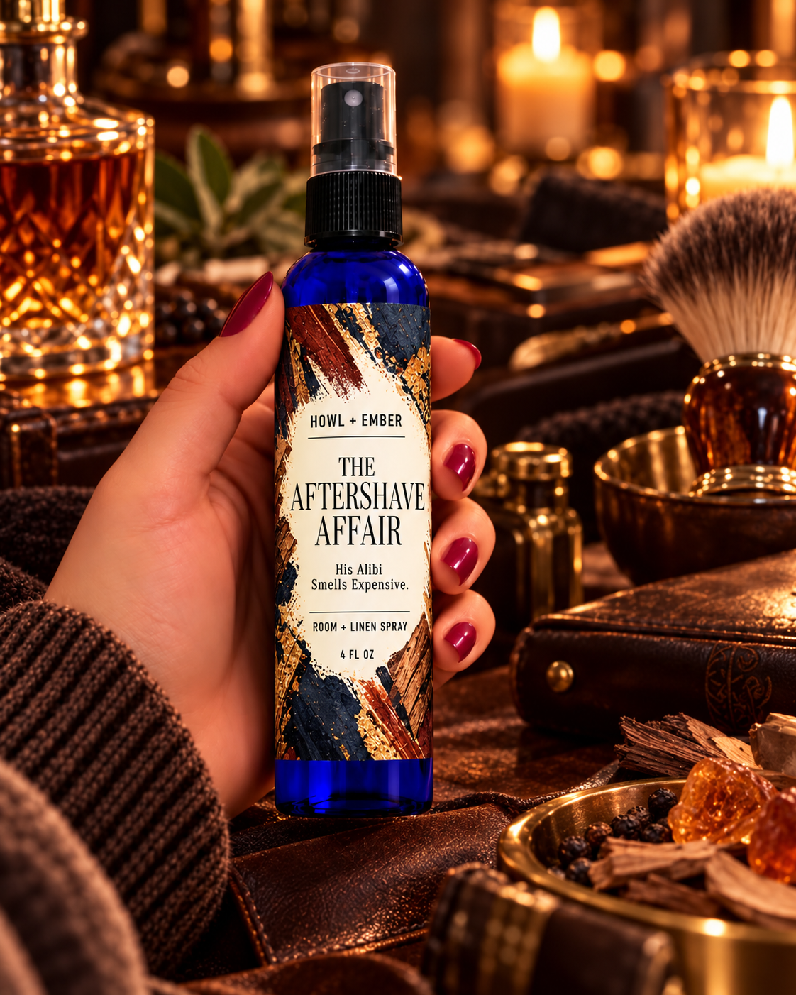 The Aftershave Affair styled room and linen spray